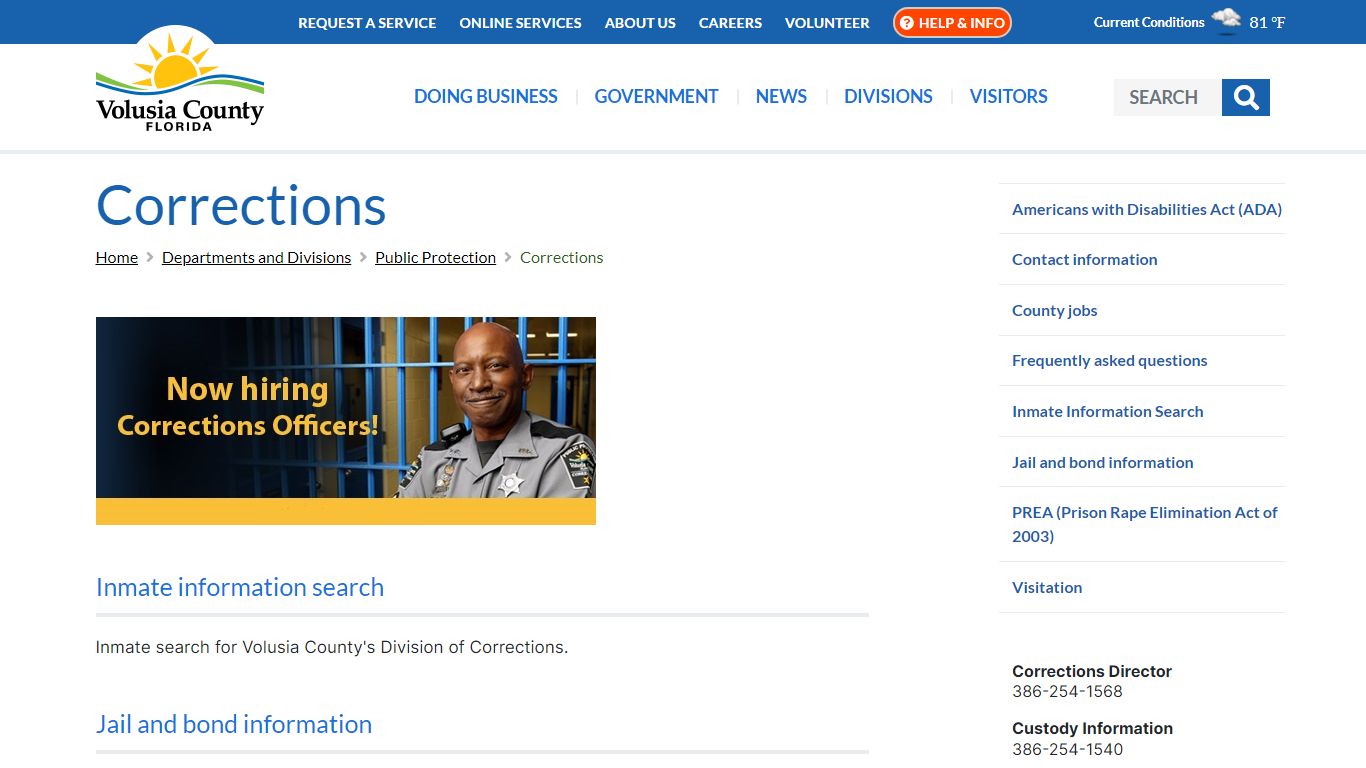 Corrections - Volusia County Government Online